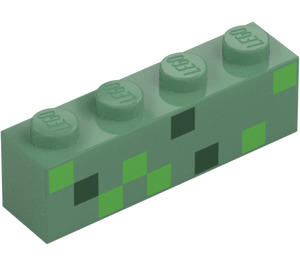 LEGO Kloss 1 x 4 med Grön Rutor / Pixels (3010 / 102460)