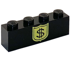 LEGO Brick 1 x 4 with '$' in Yellow Shield (3010)