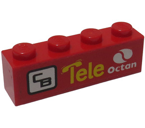 LEGO Brick 1 x 4 with Octan Logo, 'Tele', and 'CB' Pattern (Model Right Side) Sticker (3010)