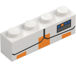 LEGO Klods 1 x 4 med orange Mærker (3010)