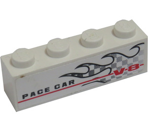 LEGO Brick 1 x 4 with 'PACE CAR V-8' Sticker (3010)