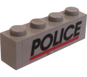 LEGO Palikka 1 x 4 jossa Poliisi logo Tarra (Läpinäkyvä tausta) (3010)