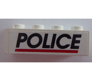 LEGO Kloss 1 x 4 med Polis logotyp Klistermärke (Vit bakgrund) (3010)