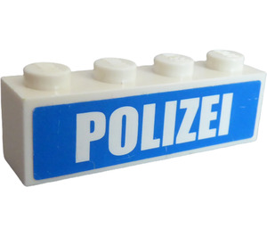 LEGO Backstein 1 x 4 mit "POLIZEI" Aufkleber (3010)