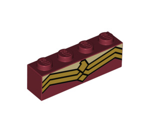 LEGO Brick 1 x 4 with Red and gold stripes - wonder woman corset (3010 / 36755)