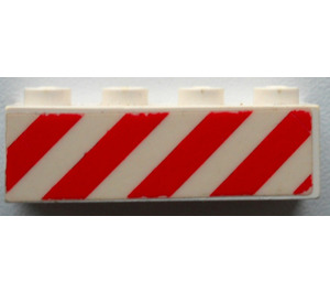 LEGO Brick 1 x 4 with Red Danger Stripes Sticker (3010)