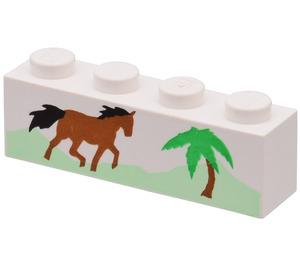 LEGO Brick 1 x 4 with Running Horse and Palm Tree (3010)