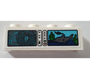 LEGO Brick 1 x 4 with Sonar screen and shark image Sticker (3010)