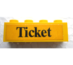 LEGO Brick 1 x 4 with 'Ticket' on yellow background Sticker (3010 / 6146)