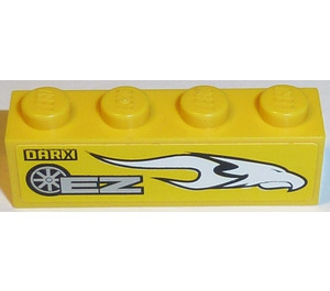 LEGO Ladrillo 1 x 4 con Blanco Eagle, Amarillo 'DARX' y Gris 'EZ' (Derecha Lado) Pegatina (3010)