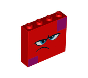 LEGO Steen 1 x 4 x 3 met Angry Gezicht (49311 / 52097)