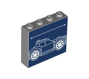 LEGO Brick 1 x 4 x 3 with Car Schematic (Sloped Back Window) (49311 / 101414)
