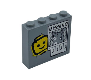 LEGO Mattoncino 1 x 4 x 3 con Testa, Gatto, 'MISSING' Adesivo (49311)