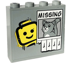 LEGO Backstein 1 x 4 x 3 mit Kopf, Katze, 'MISSING' Aufkleber (49311)