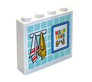 LEGO Тухла 1 x 4 x 3 с Towels, 'Wash your Ръце' / Children Paintings Стикер (49311)