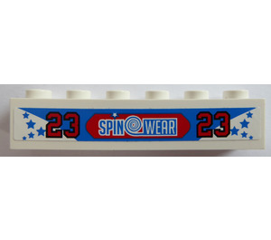 LEGO Brick 1 x 6 with '23' and 'SPIN WEAR' Sticker (3009)