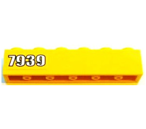 LEGO Steen 1 x 6 met '7939' Aan Geel Background (Links) Sticker (3009)