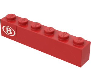 LEGO Mattoncino 1 x 6 con 'B' Adesivo (3009)