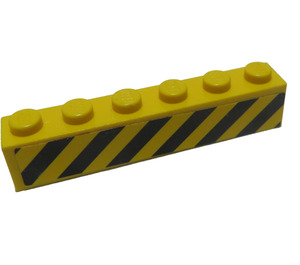 LEGO Brick 1 x 6 with Black / Yellow Danger Stripes (Full Length) Sticker (3009)