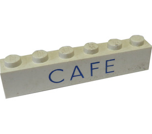 LEGO Brick 1 x 6 with "CAFE" without Bottom Tubes, with Cross Supports