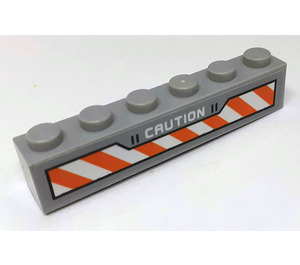 LEGO Brick 1 x 6 with CAUTION with White and Orange Stripes Sticker (3009)