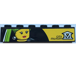 LEGO Mattoncino 1 x 6 con "CITY MUSEUM" e logo e Femmina Minifigure Testa Painting Adesivo (3009)