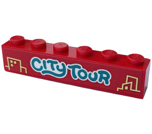 LEGO Brique 1 x 6 avec 'CITY TOUR', Buildings Autocollant (3009)