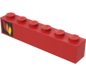 LEGO Brick 1 x 6 with Fire Logo Left Sticker from Set 374-1 (3009)