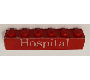 LEGO Ladrillo 1 x 6 con "Hospital" Pegatina (3009)