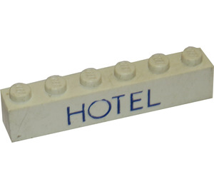 LEGO Backstein 1 x 6 mit "HOTEL" ohne Unterrohre, mit Querstützen