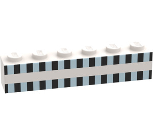 LEGO Kloss 1 x 6 med Lys Blå og Svart Firkanter (3009)