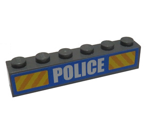 LEGO Brick 1 x 6 with Police and Yellow Hazard Stripes Sticker (3009)