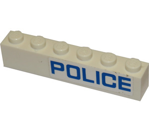 LEGO Brick 1 x 6 with Police (Right) Sticker (3009)