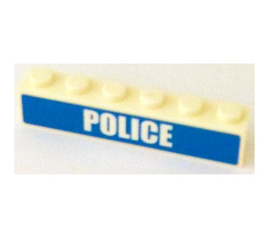 LEGO Steen 1 x 6 met Politie Sticker (3009 / 30611)