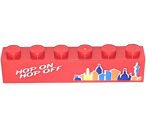 LEGO Brick 1 x 6 with Skyline and Hop on Hop off Sticker (3009)