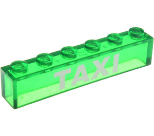 LEGO Stein 1 x 6 mit Weiß Bolded "TAXI" ohne Unterrohre (3067)