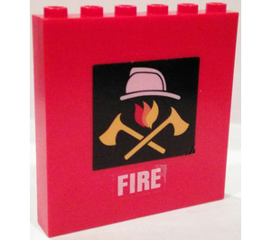 LEGO Ladrillo 1 x 6 x 5 con Fuego Department logo Pegatina (3754)