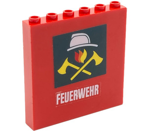 LEGO Brick 1 x 6 x 5 with Fire Logo and 'FEUERWEHR' Sticker (3754)