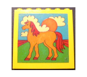 LEGO Steen 1 x 6 x 5 met Paard Sticker (3754)