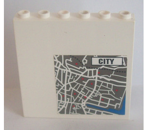 LEGO Steen 1 x 6 x 5 met Map en 'CITY' Sticker (3754)