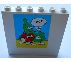 LEGO Steen 1 x 6 x 5 met Vegetables en "ABCD" Sticker (3754)