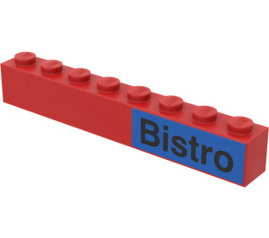 LEGO Backstein 1 x 8 mit 'Bistro' auf Blau Background Aufkleber (3008)