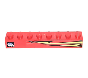 LEGO Brick 1 x 8 with Flames and WR Logo Left Side Sticker (3008)