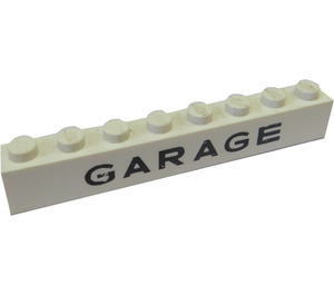 LEGO Brick 1 x 8 with "GARAGE" without Bottom Tubes with Cross Support