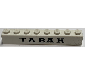 LEGO Brick 1 x 8 with "TABAK" with Thick Letters without Bottom Tubes with Cross Support