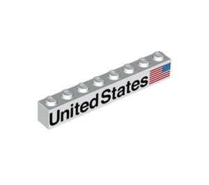 LEGO Steen 1 x 8 met 'United States' en Vlag (Rechtsaf) (3008 / 78245)