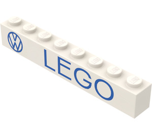 LEGO Brick 1 x 8 with "VW LEGO" without Bottom Tubes with Cross Support