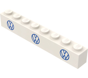 LEGO Brick 1 x 8 with VW Logos without Bottom Tubes with Cross Support