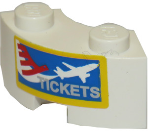 LEGO Brick 2 x 2 Round Corner with 'TICKETS', Air Craft Sticker with Stud Notch and Reinforced Underside (85080)