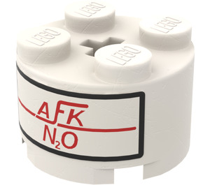 LEGO Steen 2 x 2 Rond met Chemical Formula voor Nitrous Oxide „AFK N2O“ Sticker (3941)